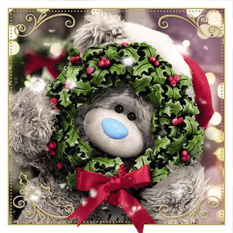 3D Holographic Bear Holding Wreath Me to You Bear Christmas Card £2.69